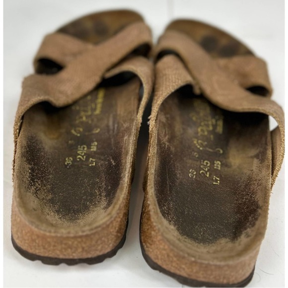 Birkenstock Brown ( Rosey Gold) Textured Sandals 38 Preowned Condition - Picture 3 of 10